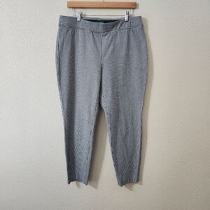 Talbots Gingham Print Pull On Skinny Ankle Curvy Pants Black White